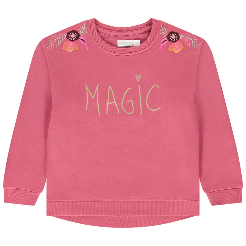 Sweatshirt met print en borduursels op de schouders voor meisjes 