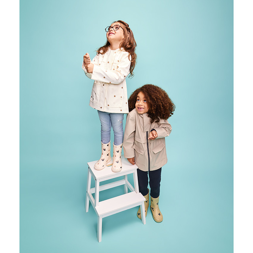 Parka met capuchon, gevoerd met jersey en sterrenprint voor meisjes 