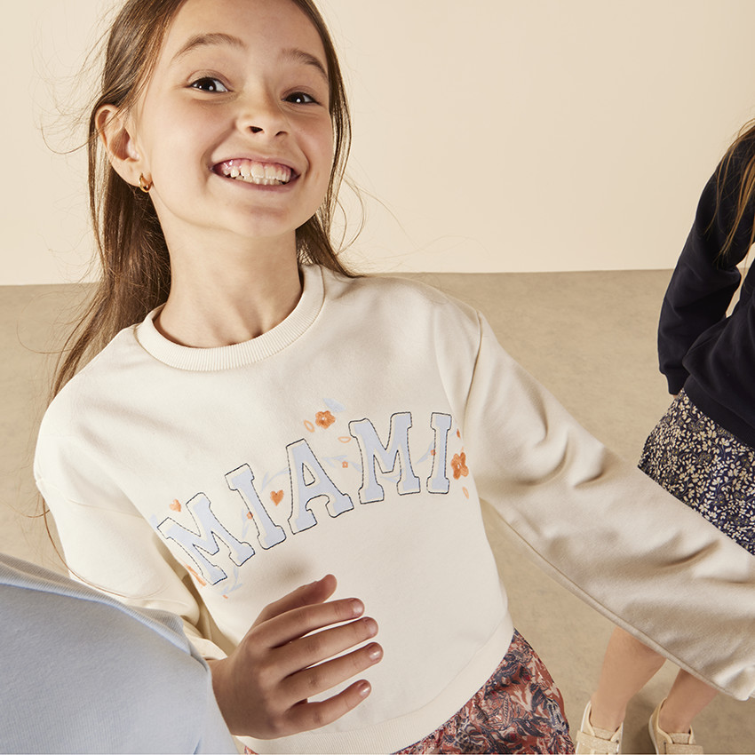 Sweatshirt crop top oversize print Miami voor meisjes 