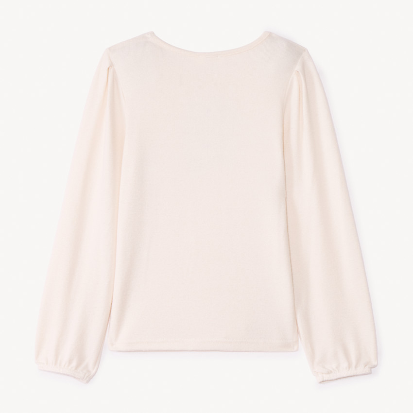 T-shirt met lange pofmouwen en knoopjes voor meisjes 