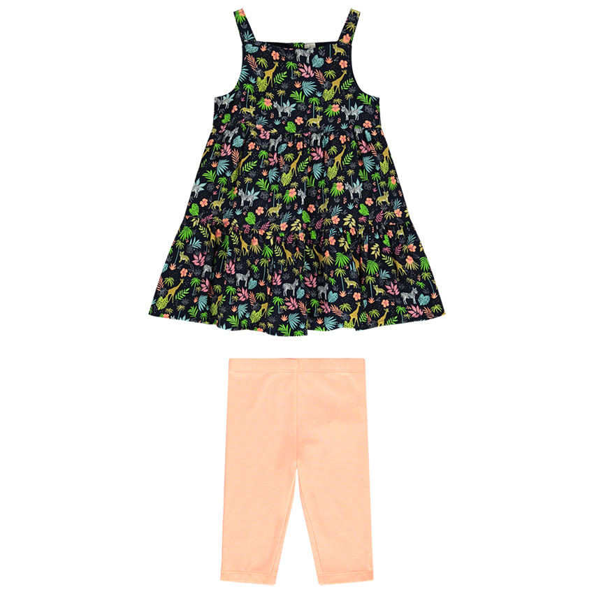 Set van jurk met schouderbandjes en corsaire voor meisjes 