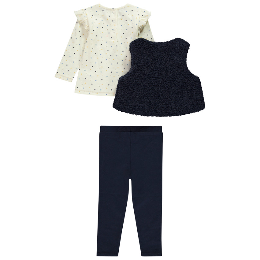 Ensemble 3 pièces avec gilet sans manches en sherpa pour bébé fille 