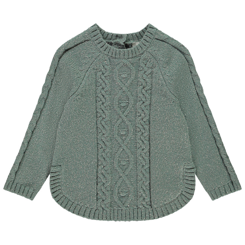 Gebreide effen ponchotruie voor babymeisje 