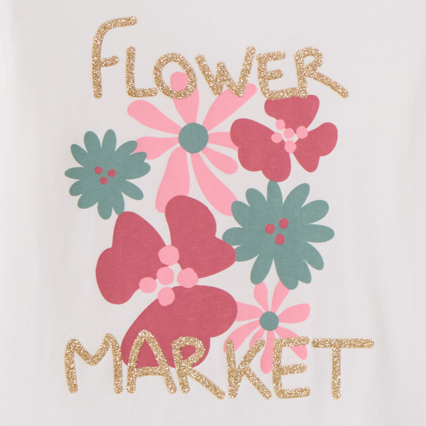 T-shirt met lange mouwen, fantasie softprint met glitterdetails, voor meisjes 