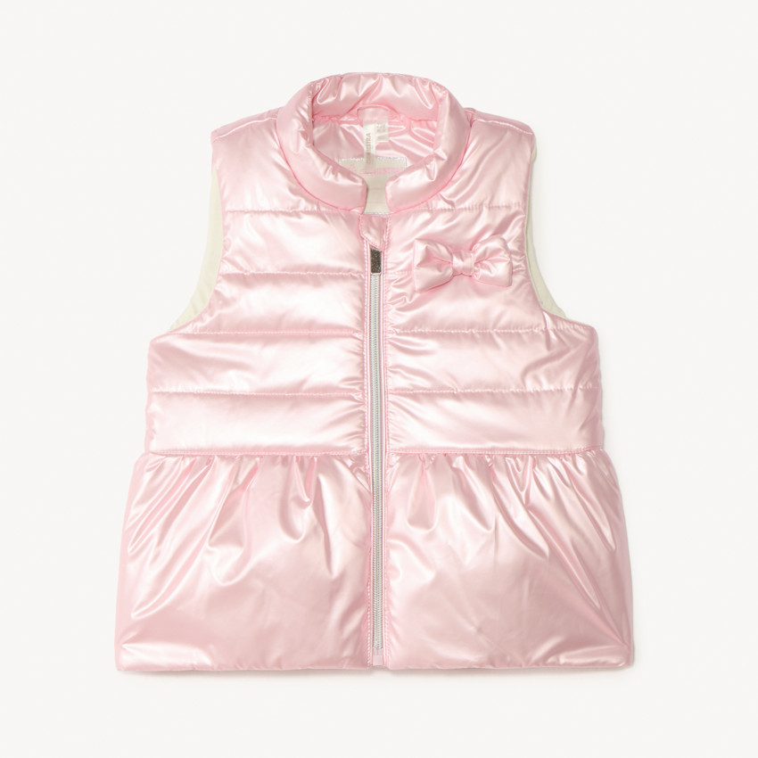 Mouwloze metallic look donsjas voor meisjes van baby. 