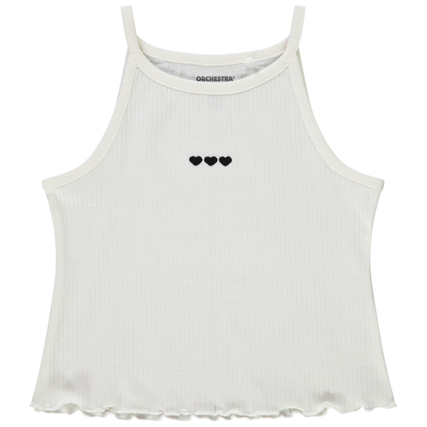 Débardeur effet côtelé à broderies pour fille 