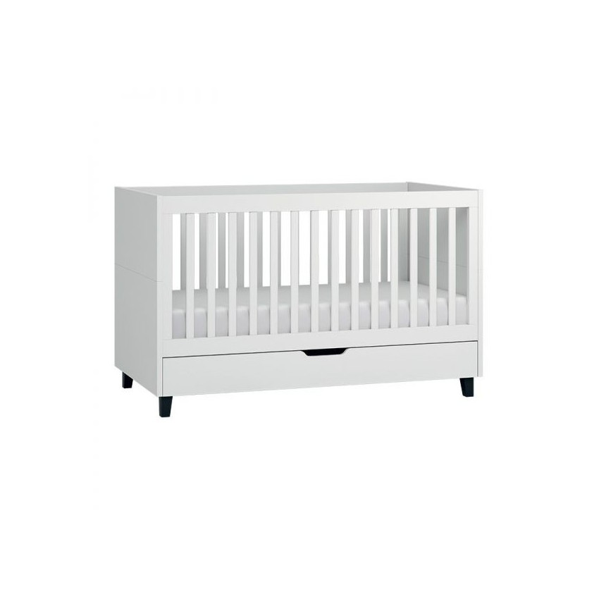 Lit Simple 70 x 140 cm - Blanc / Noir 