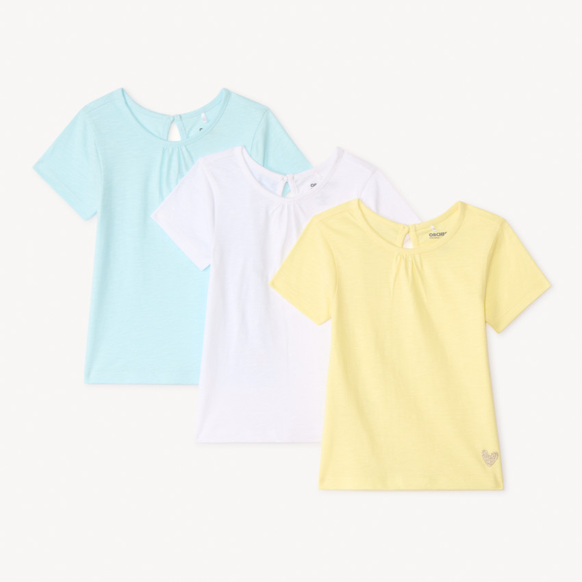 Lot de 3 t-shirts manches courtes unis pour bébé fille 