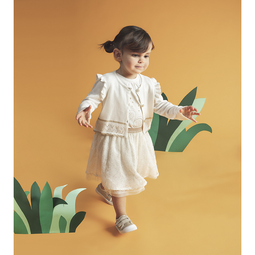 Lage sneakers van stof met gouden pailletten van maat 20 tot 23 