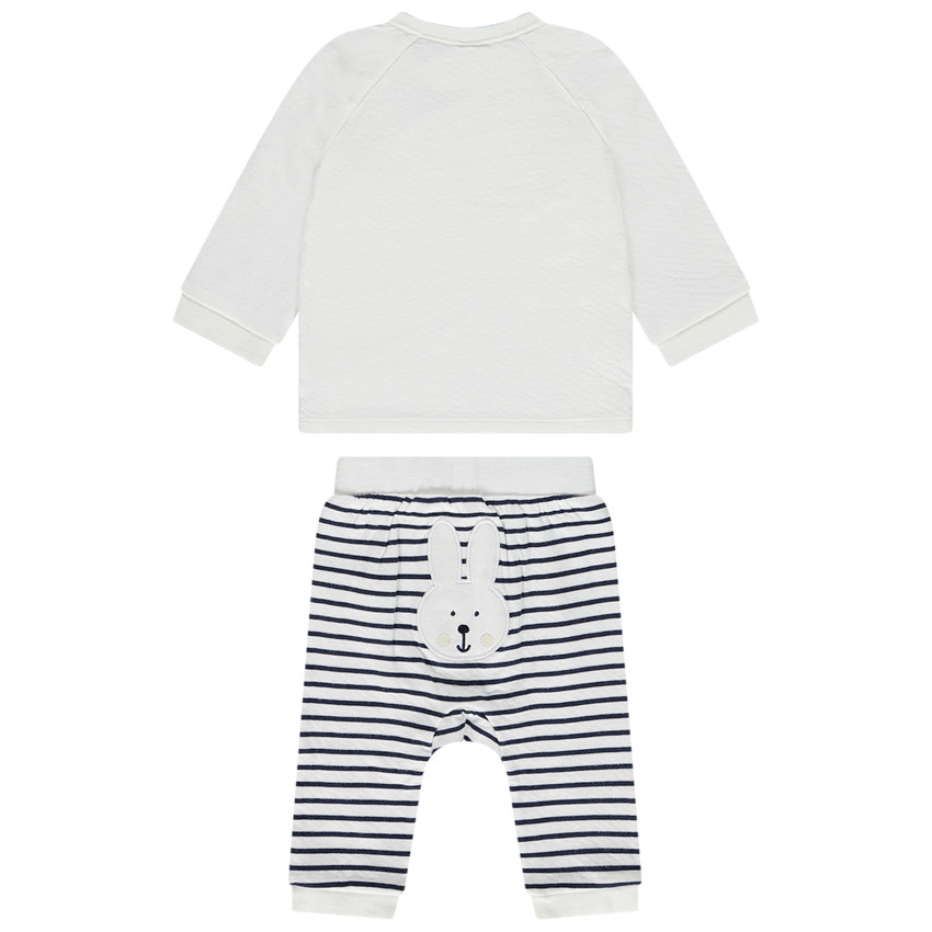 Ensemble 2 pièces à rayures et motifs lapin pour bébé 