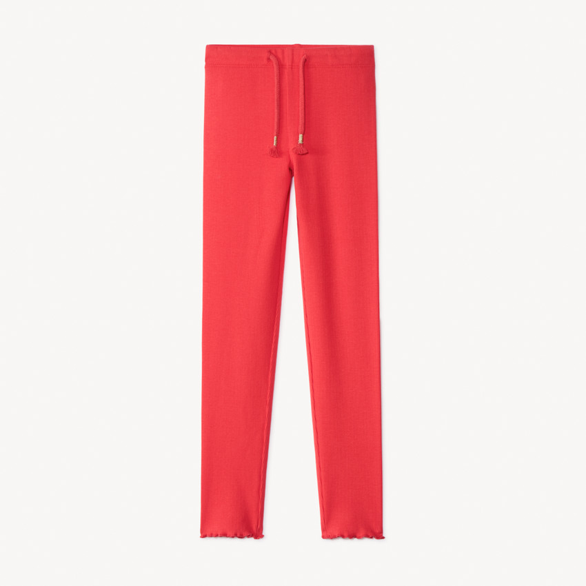 Legging in geribbelde jersey met aantrekkoordje met pompons voor meisjes 