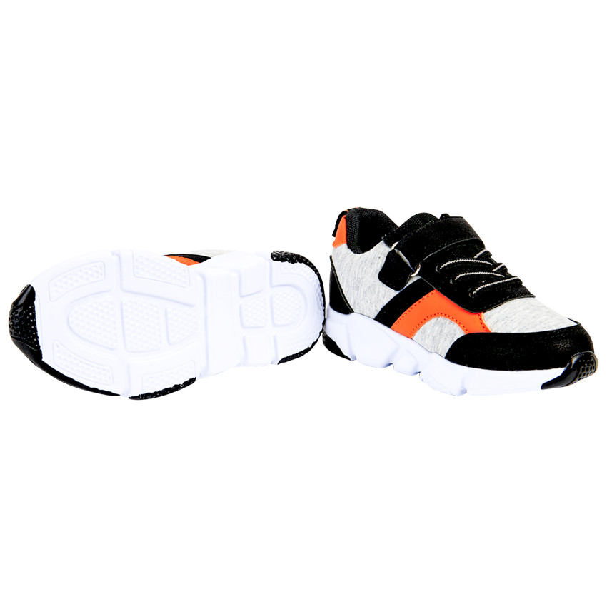 Grijze sneakers met oranje accenten en velcro voor jongens 