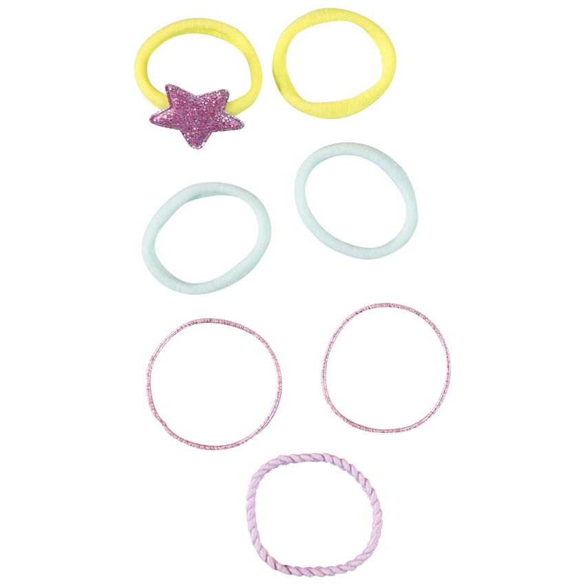 Lot de 7 élastiques pastel fantaisie pour fille 