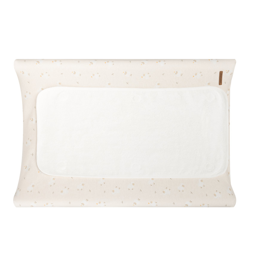 Housse de matelas à langer imprimé moutons La Vie à la Ferme beige 