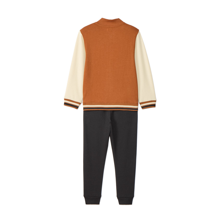 Vest met fantasieborduring en teddy kraag met joggingbroek voor jongens 