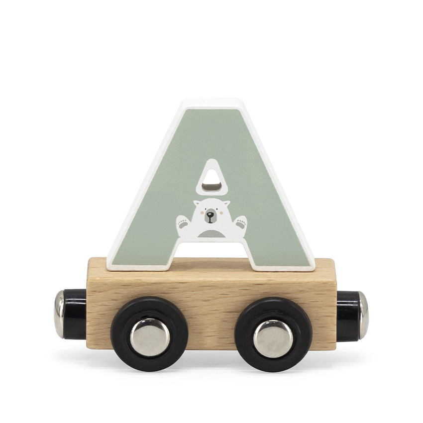 Wagon aimanté lettre "A" en bois coloré pour train 
