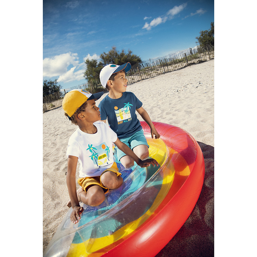 T-shirt met korte mouwen, en print met minibusje en palmbomen voor jongens 