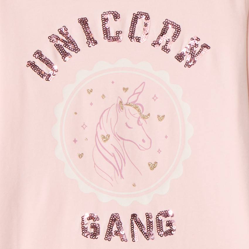 T-shirt manches longues avec sequins fantaisie fille 