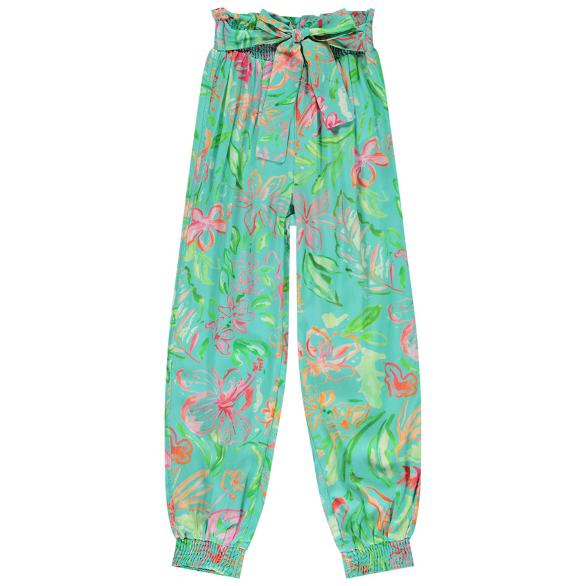 Pantalon fluide imprimé tropical pour fille 