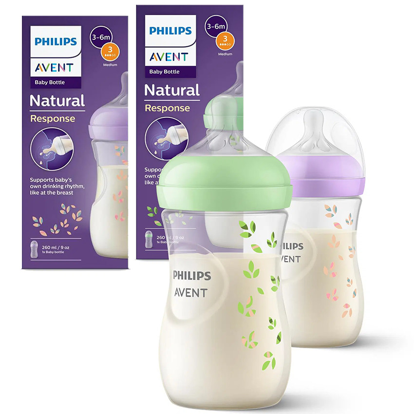 Zuigfles Natural Response Deco 260ml 1stuk Paars/Groen Willekeurige kleur  