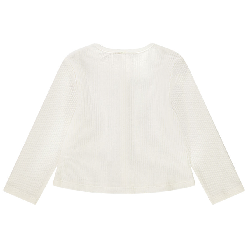 Gilet en maille côtelée broderie fleur pour bébé fille 