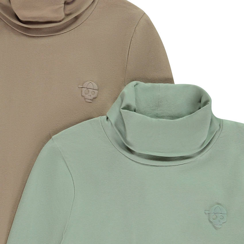 Lot de 2 sous-pulls col roulé avec puff print skull pour garçon 