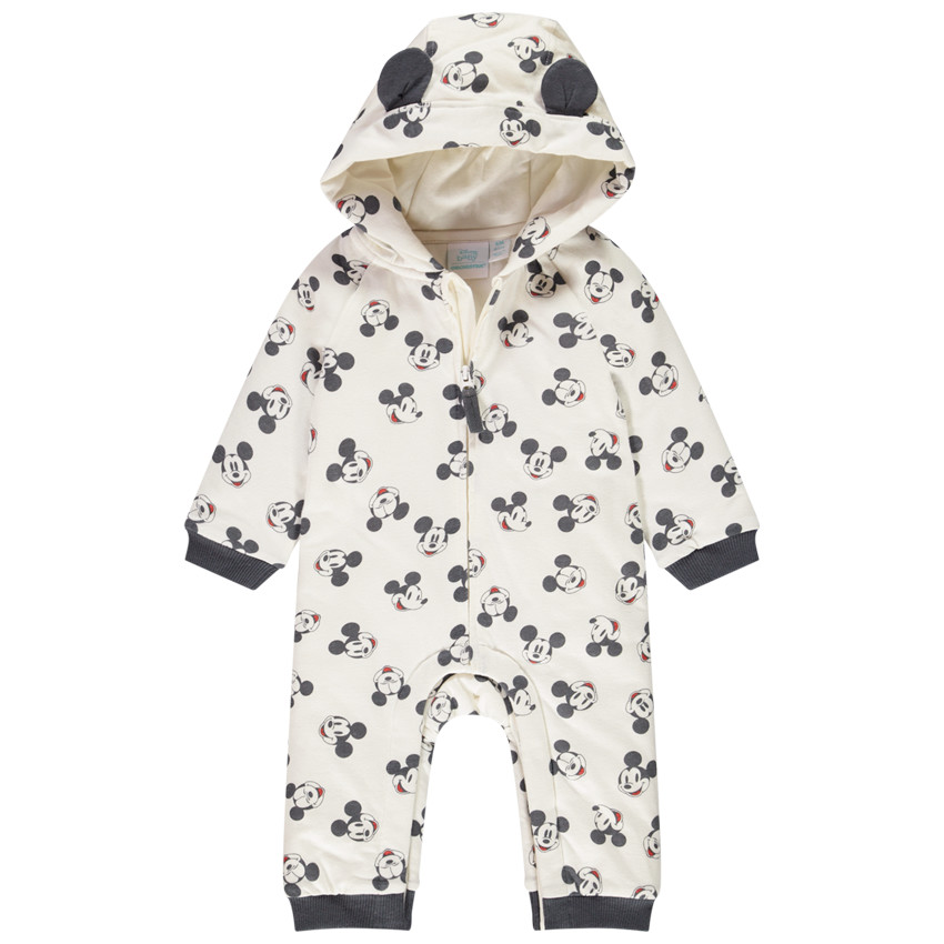Lange jumpsuit met kap Mickey Disney en voering in jersey 