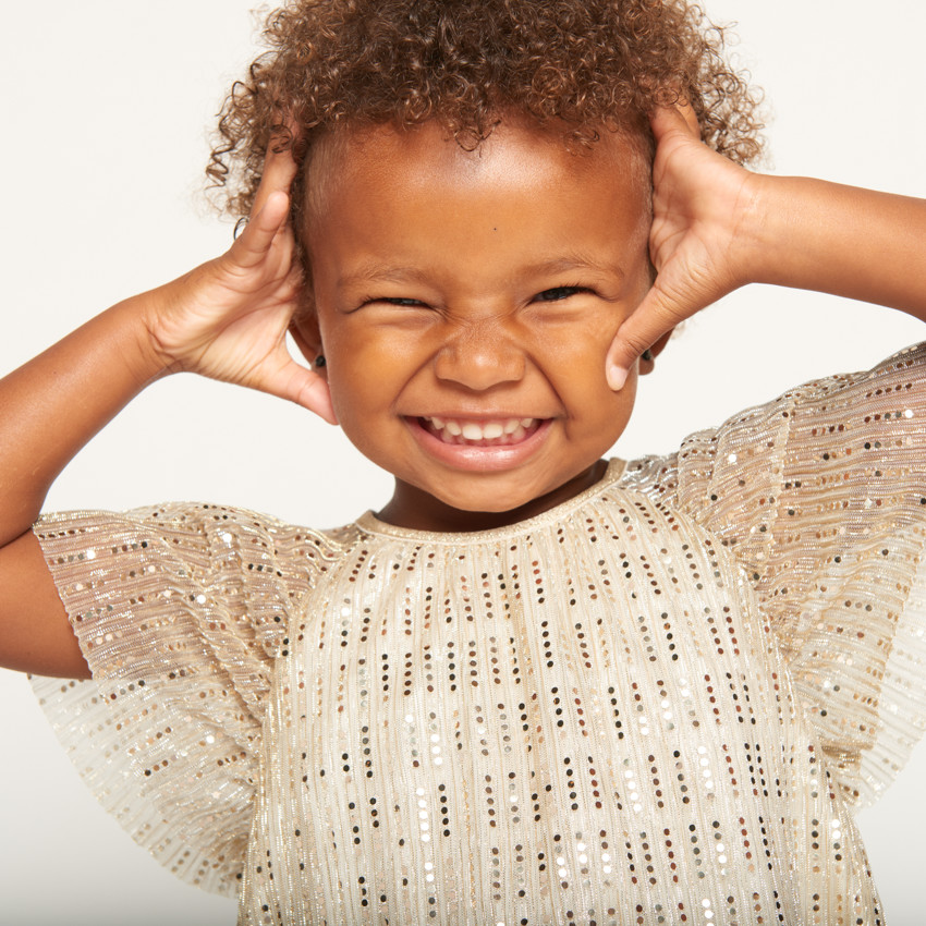 Glitterende korte mouwen feestjurk voor babymeisjes 