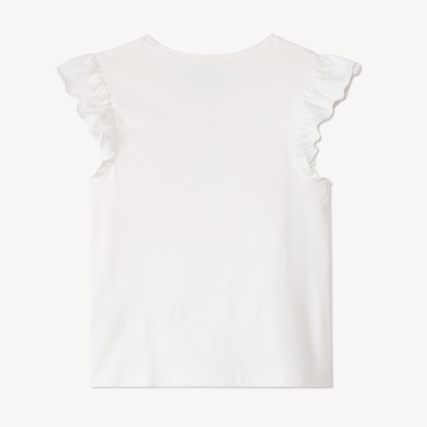 T-shirt manches courtes à fleur brodée et ajourée pour fille 