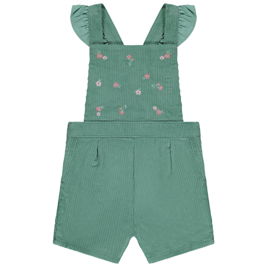Salopette courte en velours côtelé avec broderies pour bébé fille 