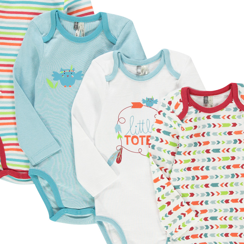 Lot de 7 bodies manches longues à motifs fantaisie 