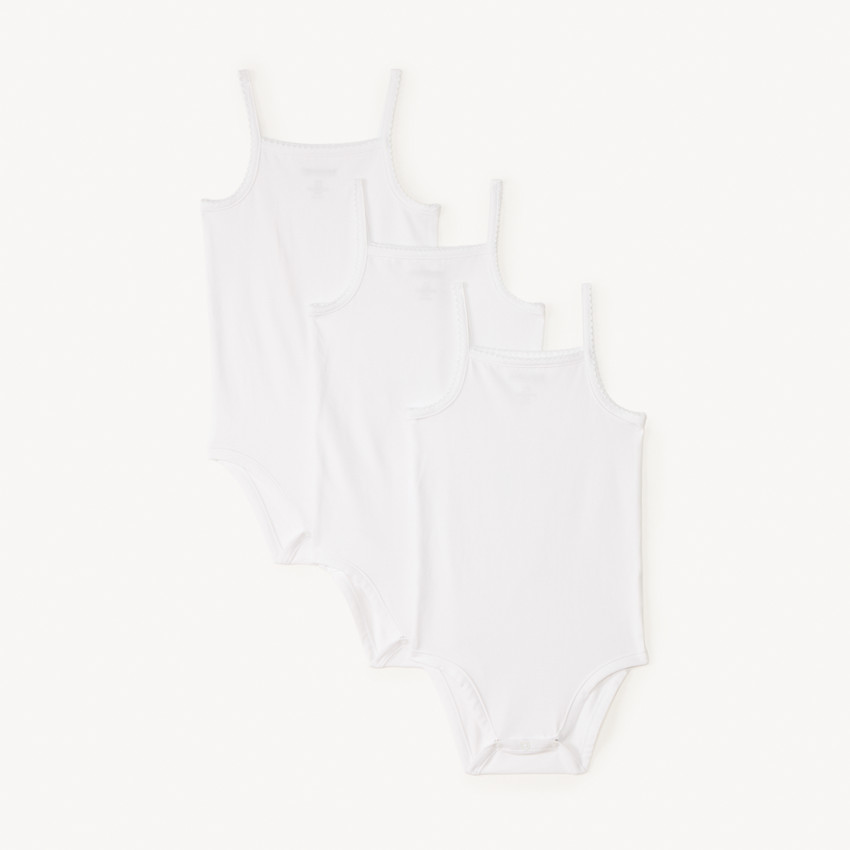Lot de 3 bodies débardeurs blancs pour bébé fille 
