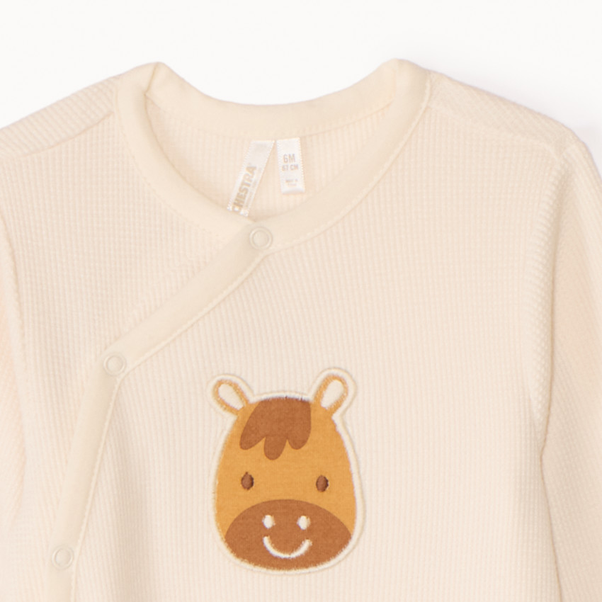 Dors-bien en nid d'abeille met een paardenpatch voor babyjongens 