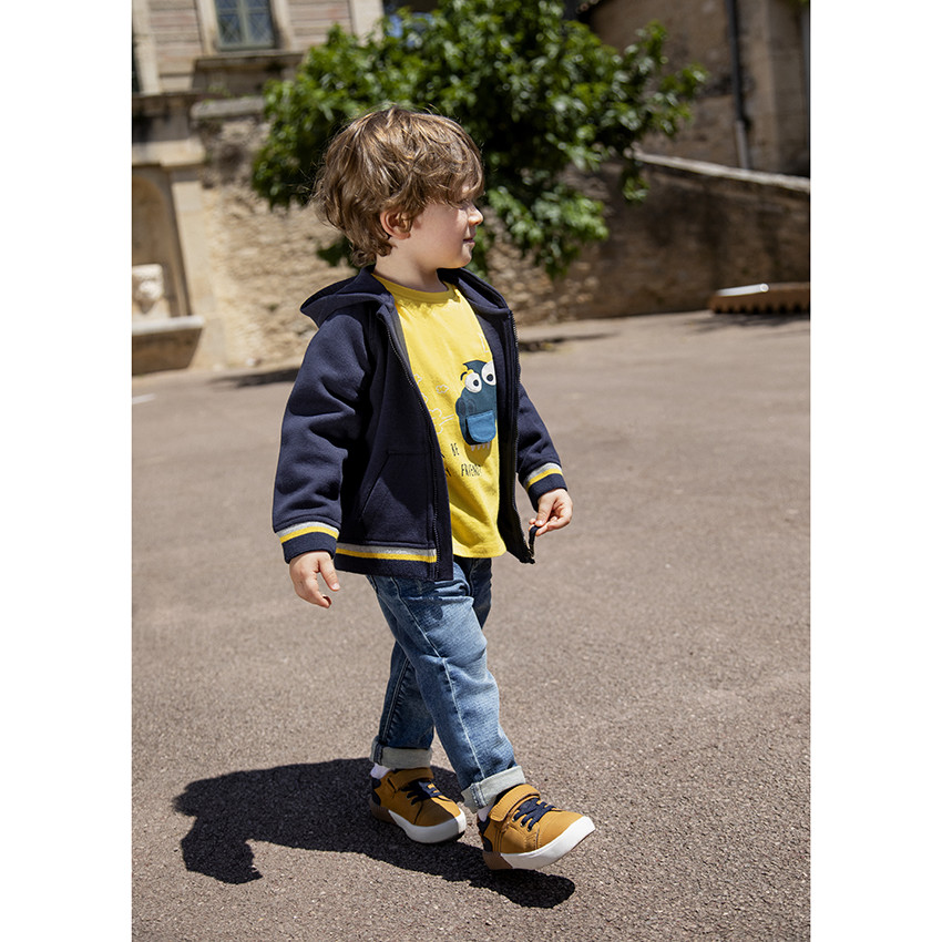 Jean en denim effet used avec poche printée pour bébé garçon 