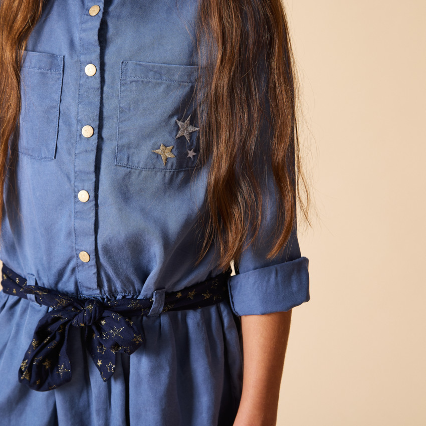 Langarmige, ceintuur jurk voor meisjes 