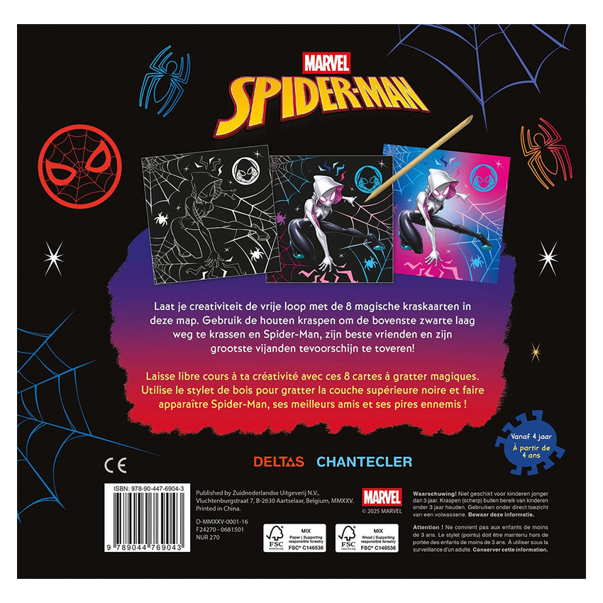 NL/FR – Marvel Spider-man 8 Cartes à gratter +4A / Marvel Spider-man 8 Kraskaarten +4J 