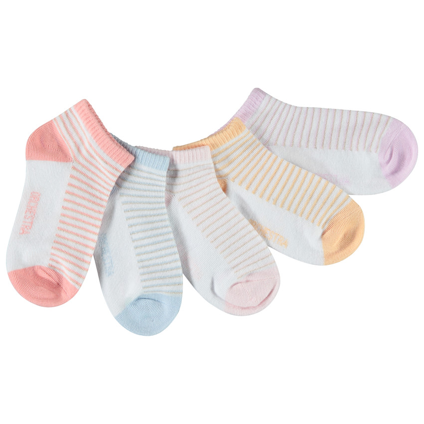 Lot de 5 paires de chaussettes courtes multicolores pour fille 