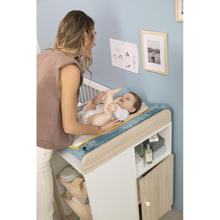 Housse de matelas à langer en polyester Mes amis les dinos 