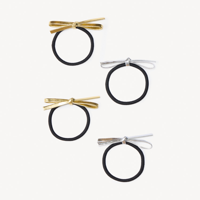 Lot de 4 élastiques avec nœuds en similicuir pour fille   