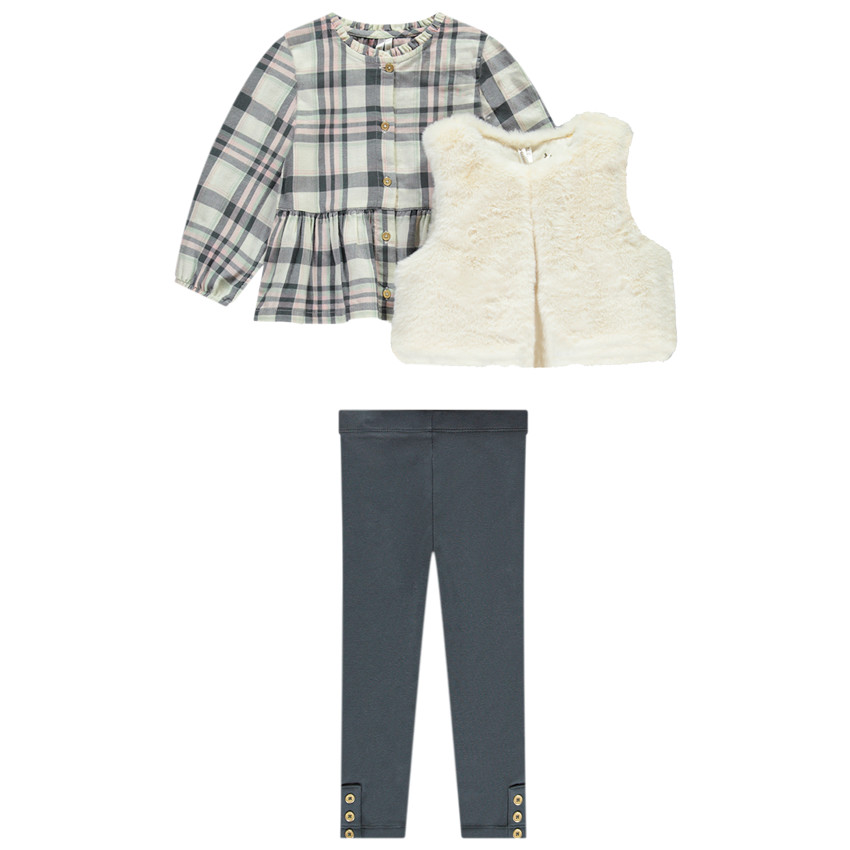 Ensemble tunique fantaisie + gilet et legging pour bébé fille 