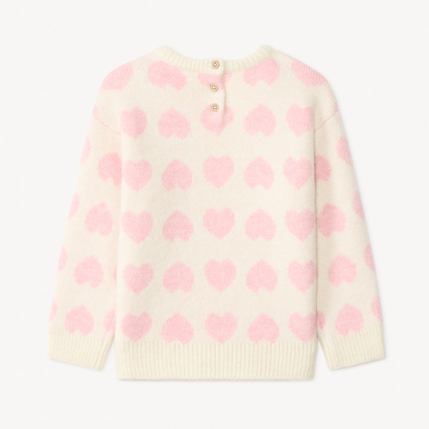 Trui met lange mouwen met jacquardprint van lichtroze harten voor babymeisje 