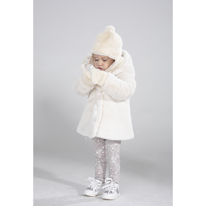 Sjaalmuts van sherpa met pompon en voering van jerseystof 