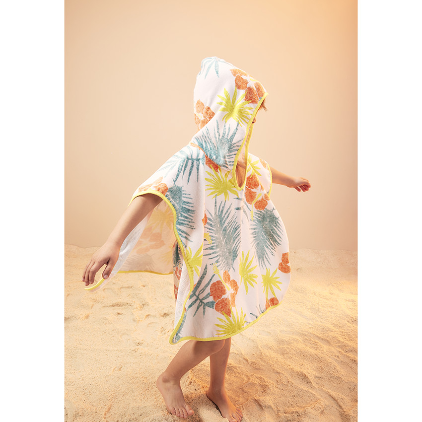 Cape de bain en éponge imprimé exotique pour enfant 