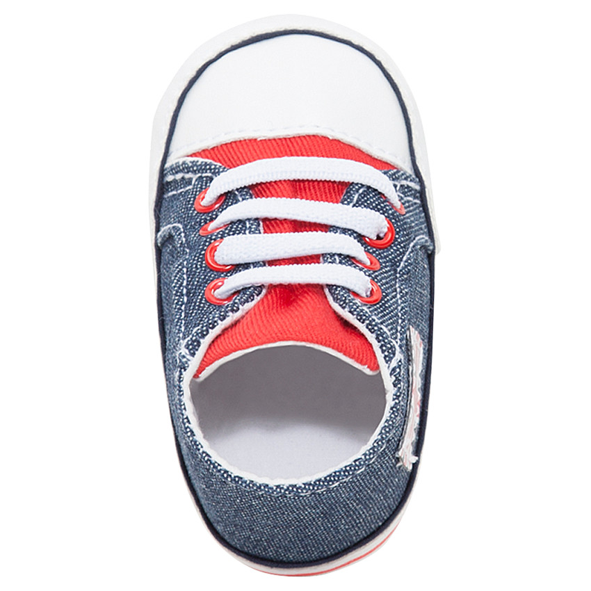 Baskets montantes en toile effet jeans avec patch drapeau 