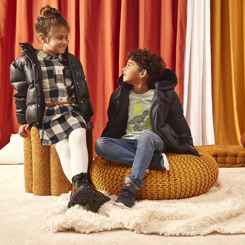 Robe chemise à carreaux avec cordon de serrage pour fille 