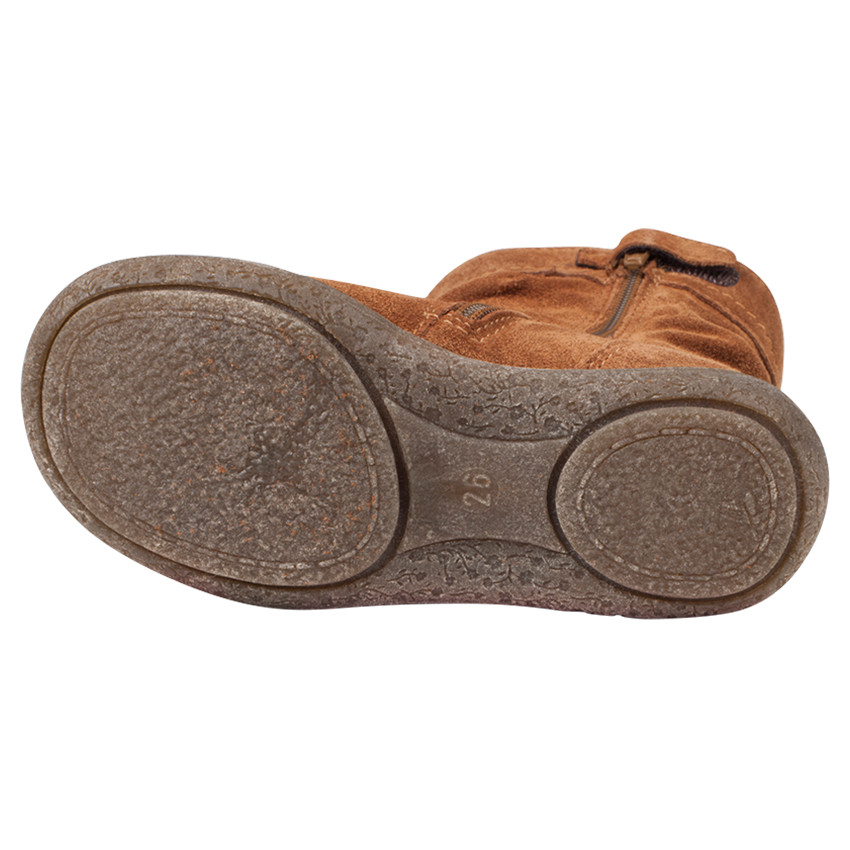 Bottines en cuir suédé avec tige fluide et lien fantaisie du 24 au 27 