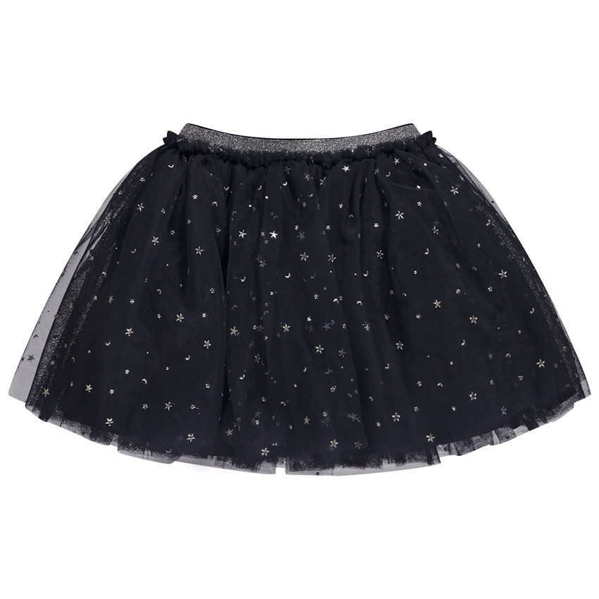 Rok met fronsen in zilveren bedrukt tule voor meisjes 