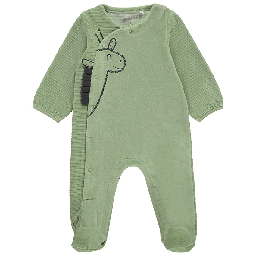 Dors-bien ludique en velours motif girafe pour bébé garçon 