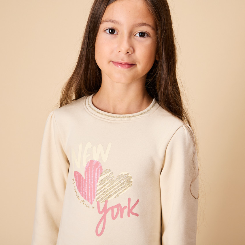 Fleece jurk met lange mouwen en glinsterend print voor meisjes 