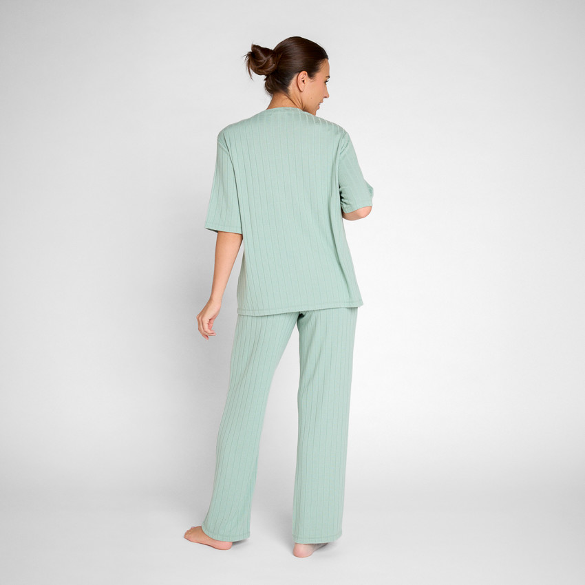 T-shirt de pyjama de grossesse manches 3/4 côtelé 